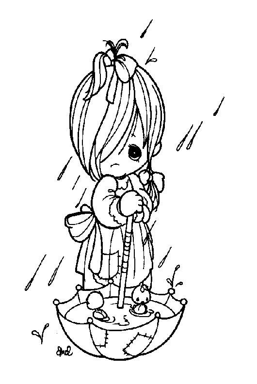 coloriage moments precieux les canetons dans le parapluie